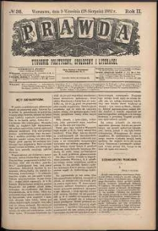 Prawda : tygodnik polityczny, społeczny i literacki, 1882, R. 2, nr 36