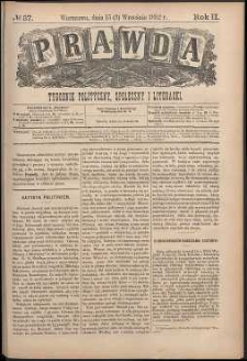 Prawda : tygodnik polityczny, społeczny i literacki, 1882, R. 2, nr 37