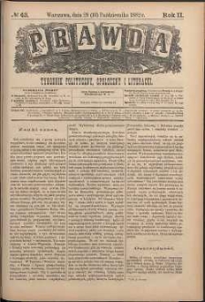 Prawda : tygodnik polityczny, społeczny i literacki, 1882, R. 2, nr 43