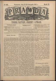 Prawda : tygodnik polityczny, społeczny i literacki, 1882, R. 2, nr 46