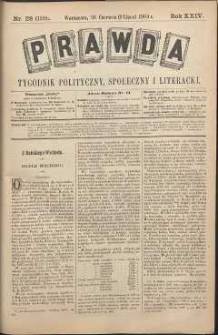 Prawda : tygodnik polityczny, społeczny i literacki, 1904, R. 24, nr 28