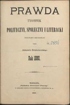 Prawda : tygodnik polityczny, społeczny i literacki, 1890, R. 10, spis rzeczy