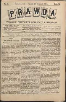 Prawda : tygodnik polityczny, społeczny i literacki, 1890, R. 10, nr 2