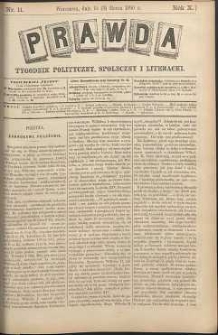 Prawda : tygodnik polityczny, społeczny i literacki, 1890, R. 10, nr 11