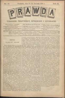 Prawda : tygodnik polityczny, społeczny i literacki, 1890, R. 10, nr 17