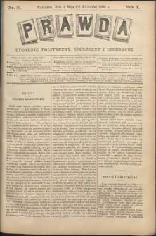 Prawda : tygodnik polityczny, społeczny i literacki, 1890, R. 10, nr 18