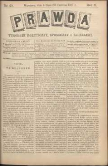 Prawda : tygodnik polityczny, społeczny i literacki, 1890, R. 10, nr 27