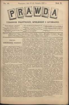 Prawda : tygodnik polityczny, społeczny i literacki, 1890, R. 10, nr 33