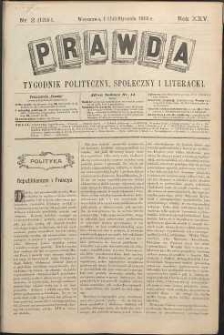 Prawda : tygodnik polityczny, społeczny i literacki, 1905, R. 25, nr 2