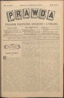 Prawda : tygodnik polityczny, społeczny i literacki, 1905, R. 25, nr 4
