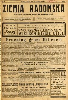 Ziemia Radomska, 1932, R. 5, nr 8