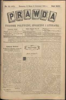 Prawda : tygodnik polityczny, społeczny i literacki, 1905, R. 25, nr 12
