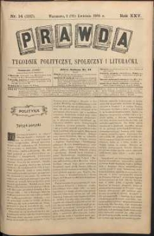 Prawda : tygodnik polityczny, społeczny i literacki, 1905, R. 25, nr 14