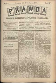 Prawda : tygodnik polityczny, społeczny i literacki, 1890, R. 10, nr 37