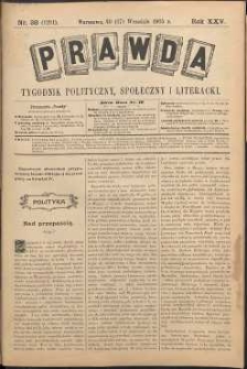 Prawda : tygodnik polityczny, społeczny i literacki, 1905, R. 25, nr 38