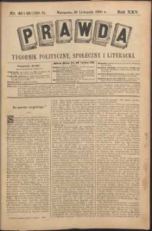 Prawda : tygodnik polityczny, społeczny i literacki, 1905, R. 25, nr 45/46