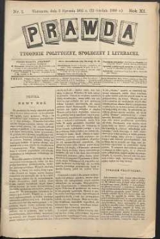 Prawda : tygodnik polityczny, społeczny i literacki, 1891, R. 11, nr 1