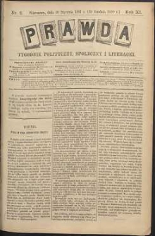 Prawda : tygodnik polityczny, społeczny i literacki, 1891, R. 11, nr 2