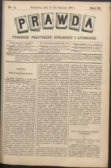 Prawda : tygodnik polityczny, społeczny i literacki, 1891, R. 11, nr 4