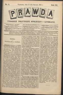 Prawda : tygodnik polityczny, społeczny i literacki, 1891, R. 11, nr 5