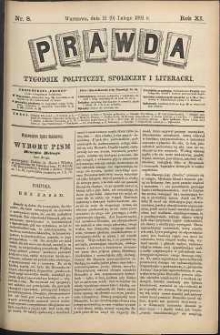 Prawda : tygodnik polityczny, społeczny i literacki, 1891, R. 11, nr 8
