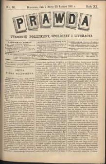 Prawda : tygodnik polityczny, społeczny i literacki, 1891, R. 11, nr 10