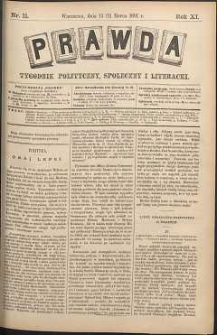 Prawda : tygodnik polityczny, społeczny i literacki, 1891, R. 11, nr 11