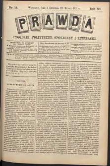 Prawda : tygodnik polityczny, społeczny i literacki, 1891, R. 11, nr 14
