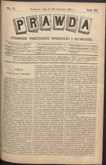 Prawda : tygodnik polityczny, społeczny i literacki, 1891, R. 11, nr 17