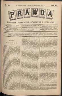 Prawda : tygodnik polityczny, społeczny i literacki, 1891, R. 11, nr 18