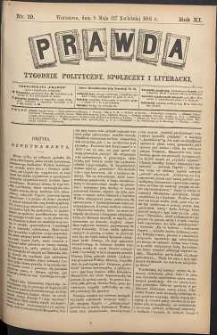 Prawda : tygodnik polityczny, społeczny i literacki, 1891, R. 11, nr 19