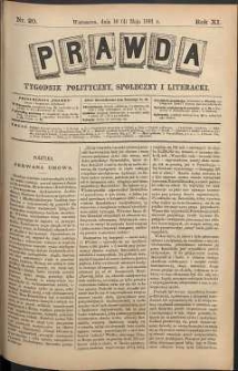 Prawda : tygodnik polityczny, społeczny i literacki, 1891, R. 11, nr 20