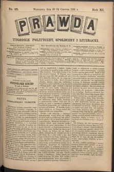 Prawda : tygodnik polityczny, społeczny i literacki, 1891, R. 11, nr 25