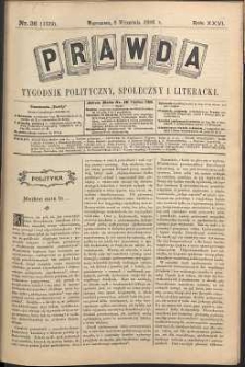 Prawda : tygodnik polityczny, społeczny i literacki, 1906, R. 26, nr 36