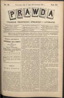 Prawda : tygodnik polityczny, społeczny i literacki, 1891, R. 11, nr 28