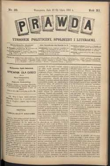 Prawda : tygodnik polityczny, społeczny i literacki, 1891, R. 11, nr 29