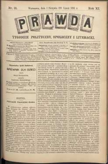 Prawda : tygodnik polityczny, społeczny i literacki, 1891, R. 11, nr 31