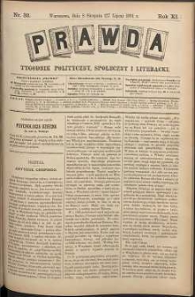 Prawda : tygodnik polityczny, społeczny i literacki, 1891, R. 11, nr 32