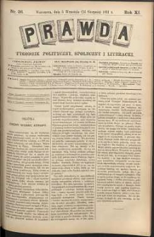 Prawda : tygodnik polityczny, społeczny i literacki, 1891, R. 11, nr 36