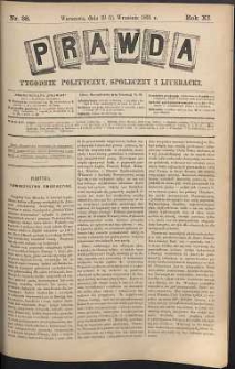 Prawda : tygodnik polityczny, społeczny i literacki, 1891, R. 11, nr 38