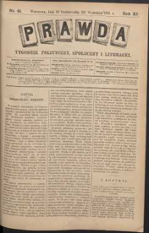Prawda : tygodnik polityczny, społeczny i literacki, 1891, R. 11, nr 41