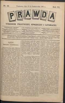 Prawda : tygodnik polityczny, społeczny i literacki, 1891, R. 11, nr 42