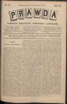 Prawda : tygodnik polityczny, społeczny i literacki, 1891, R. 11, nr 46