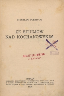 Ze studiów nad Kochanowskim