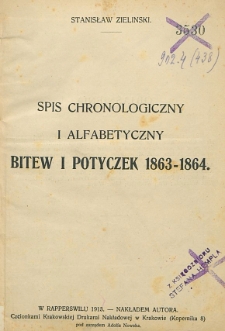 Spis chronologiczny i alfabetyczny bitew i potyczek 1863-1864