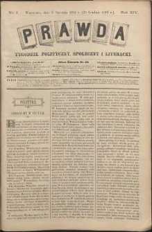 Prawda : tygodnik polityczny, społeczny i literacki, 1894, R. 14, nr 1