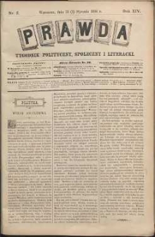 Prawda : tygodnik polityczny, społeczny i literacki, 1894, R. 14, nr 2