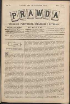 Prawda : tygodnik polityczny, społeczny i literacki, 1894, R. 14, nr 3