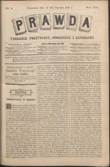 Prawda : tygodnik polityczny, społeczny i literacki, 1894, R. 14, nr 4