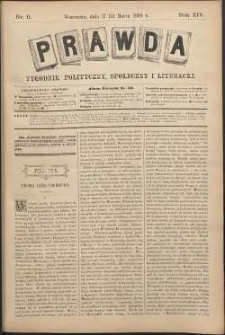 Prawda : tygodnik polityczny, społeczny i literacki, 1894, R. 14, nr 11
